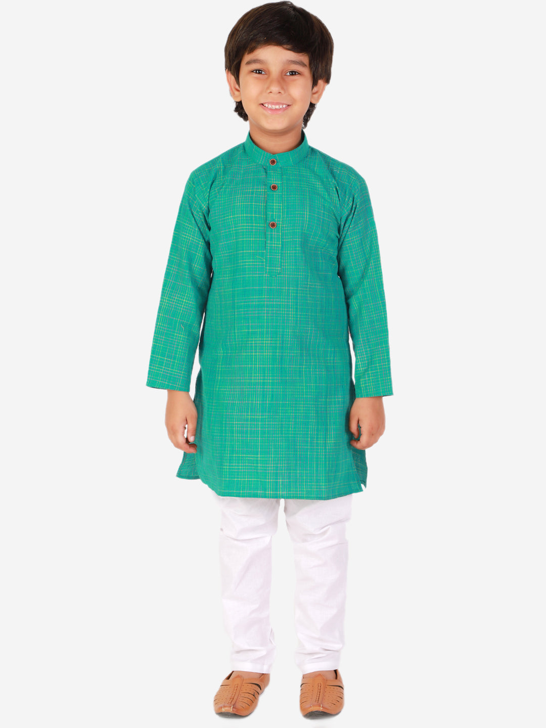 Pro Ethic Cotton Kurta Pajama For Boys Green Checked S-155