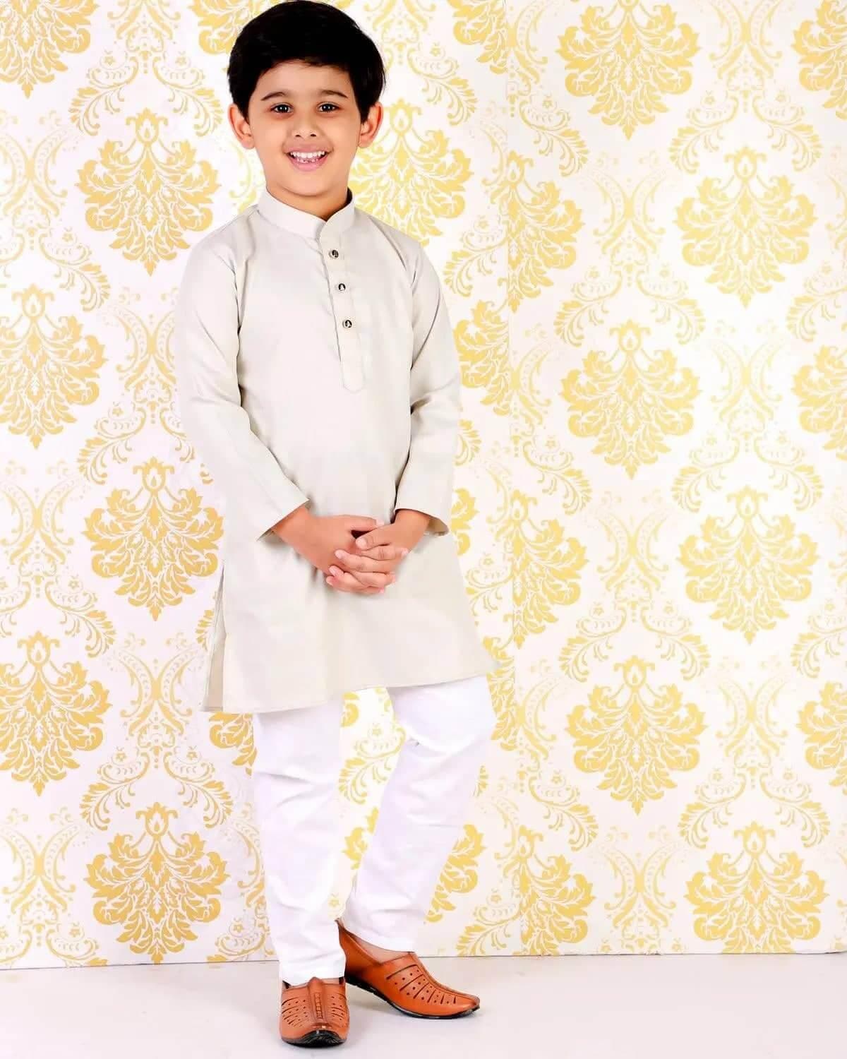 Latest Kids Kurta Pajama For Boys | Off White #S-125