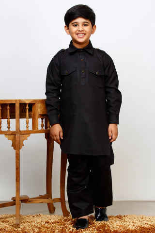 Pro Ethic Father Son Same Dress Kurta Pajama Set Cotton Black B-116