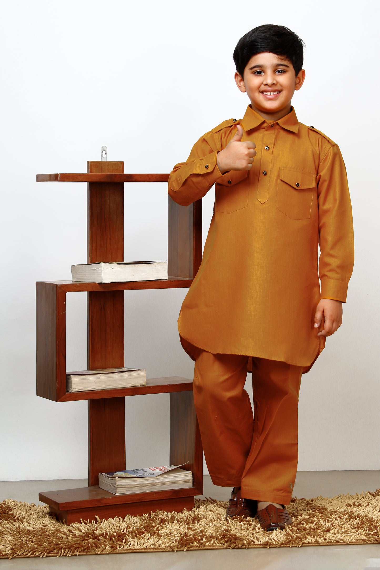 Pro Ethic Pathani Kurta Pajama For Boys Cotton Mustard (S-216)