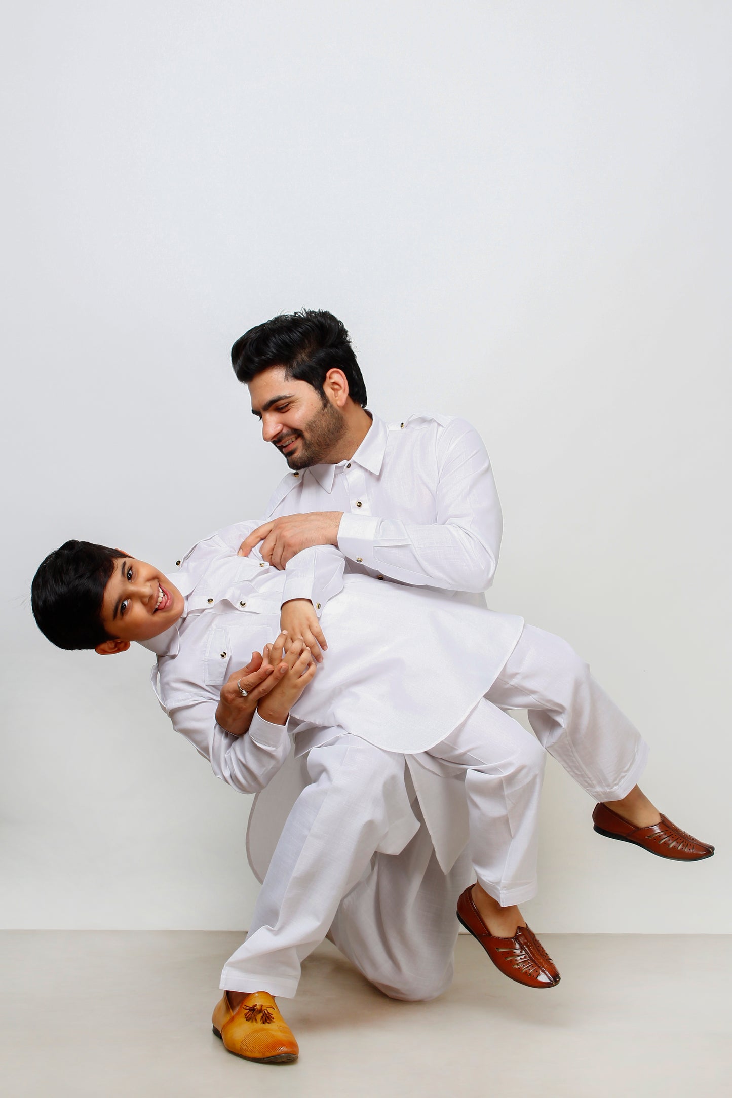 Pro Ethic Father Son Same Dress Kurta Pajama Set Cotton White B-116