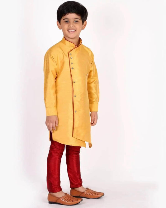 Pro Ethic Boys Kurta Pajama Set | Mustard | Silk | 1 To 16 Years #S-138