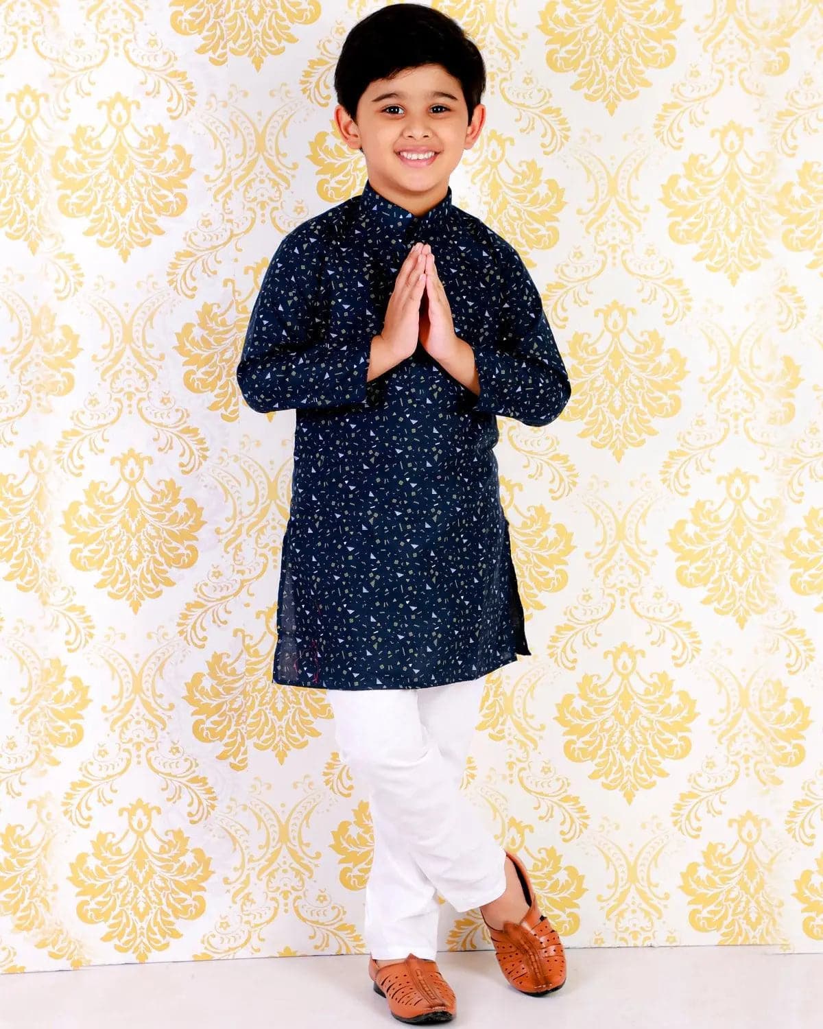 Pro Ethic Stylish Boy's Kurta Pajama | Navy Blue | Cotton | 1 To 16 Years #S-120