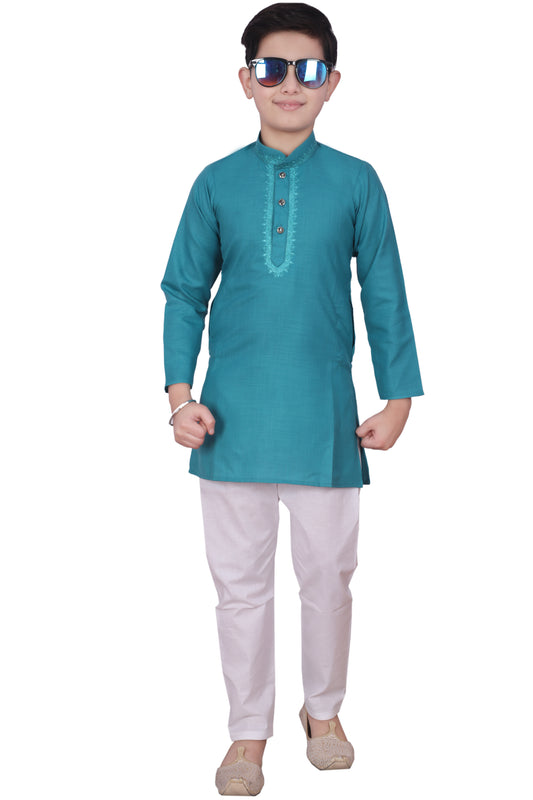 Pro-Ethic Embroidered Kurta Pajama Sets for Kids and Boys Green S-116