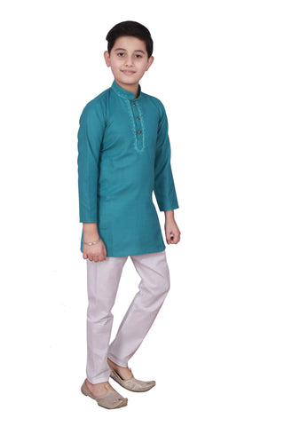 Pro-Ethic Embroidered Kurta Pajama Sets for Kids and Boys Green S-116
