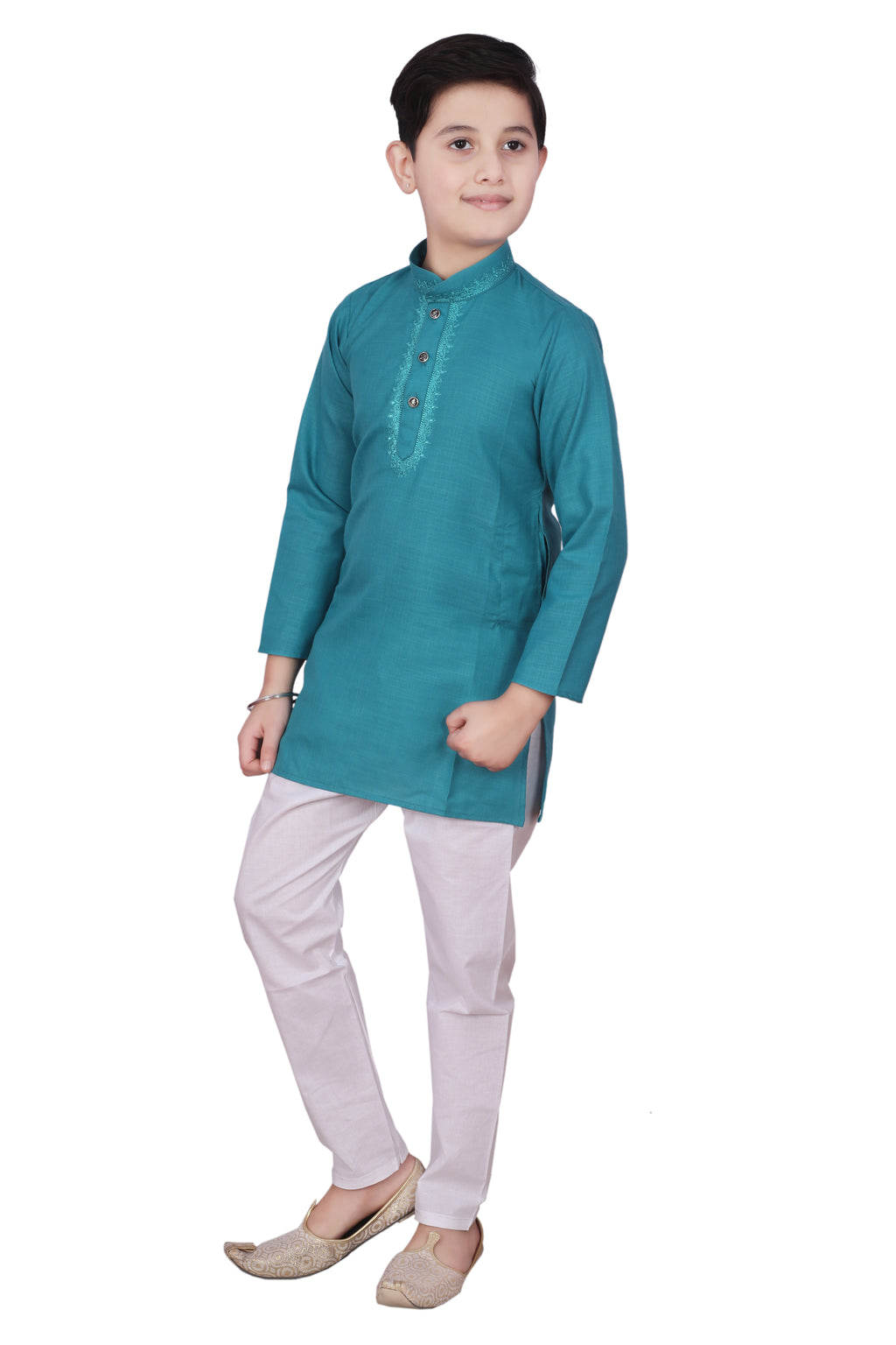 Pro-Ethic Embroidered Kurta Pajama Sets for Kids and Boys Green S-116
