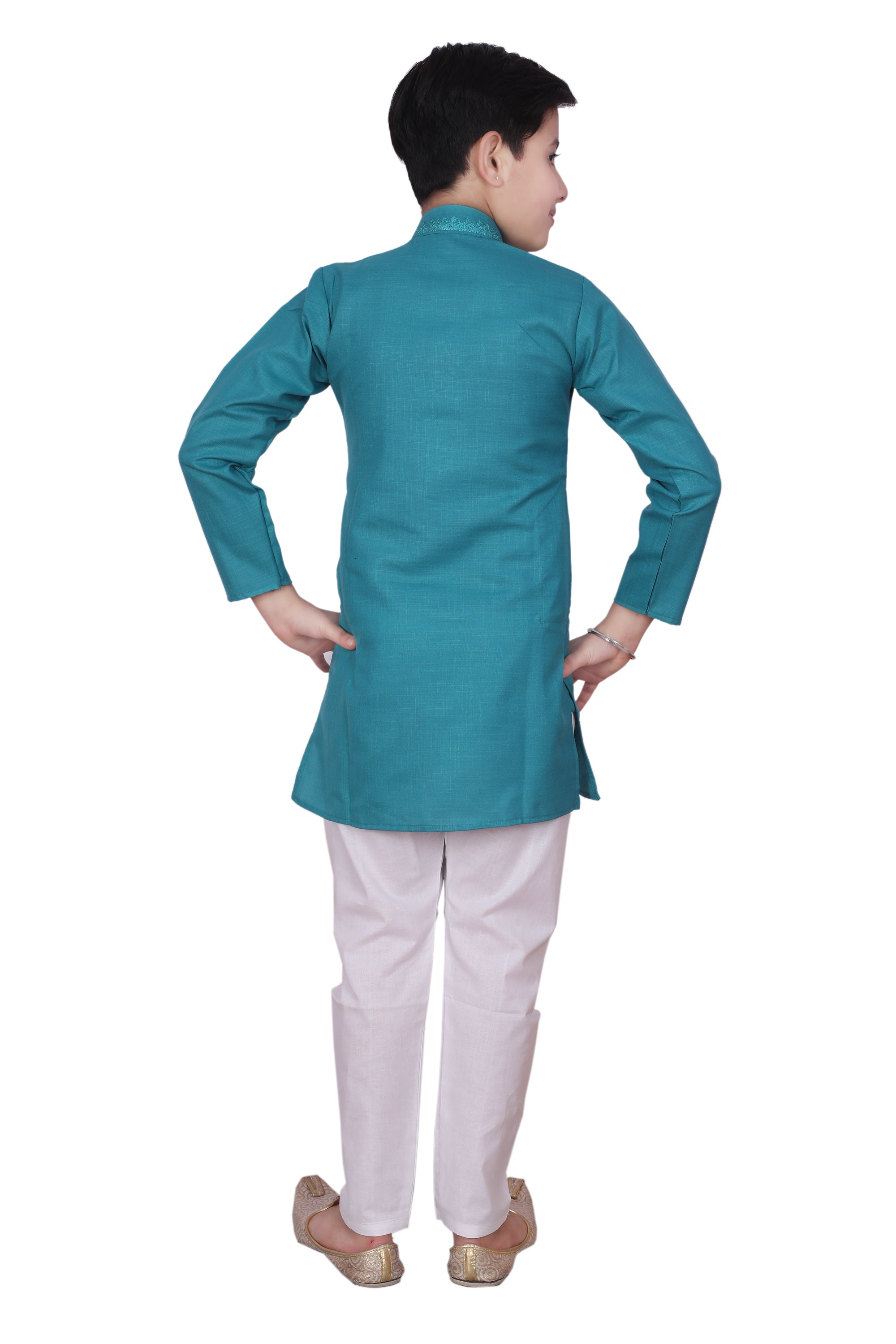 Pro-Ethic Embroidered Kurta Pajama Sets for Kids and Boys Green S-116