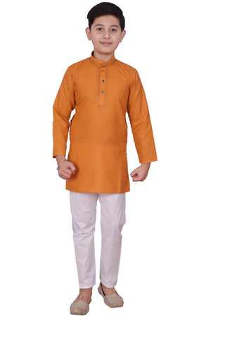 Pro-Ethic Embroidered Kurta Pajama Sets for Kids and Boys Mustard S-116