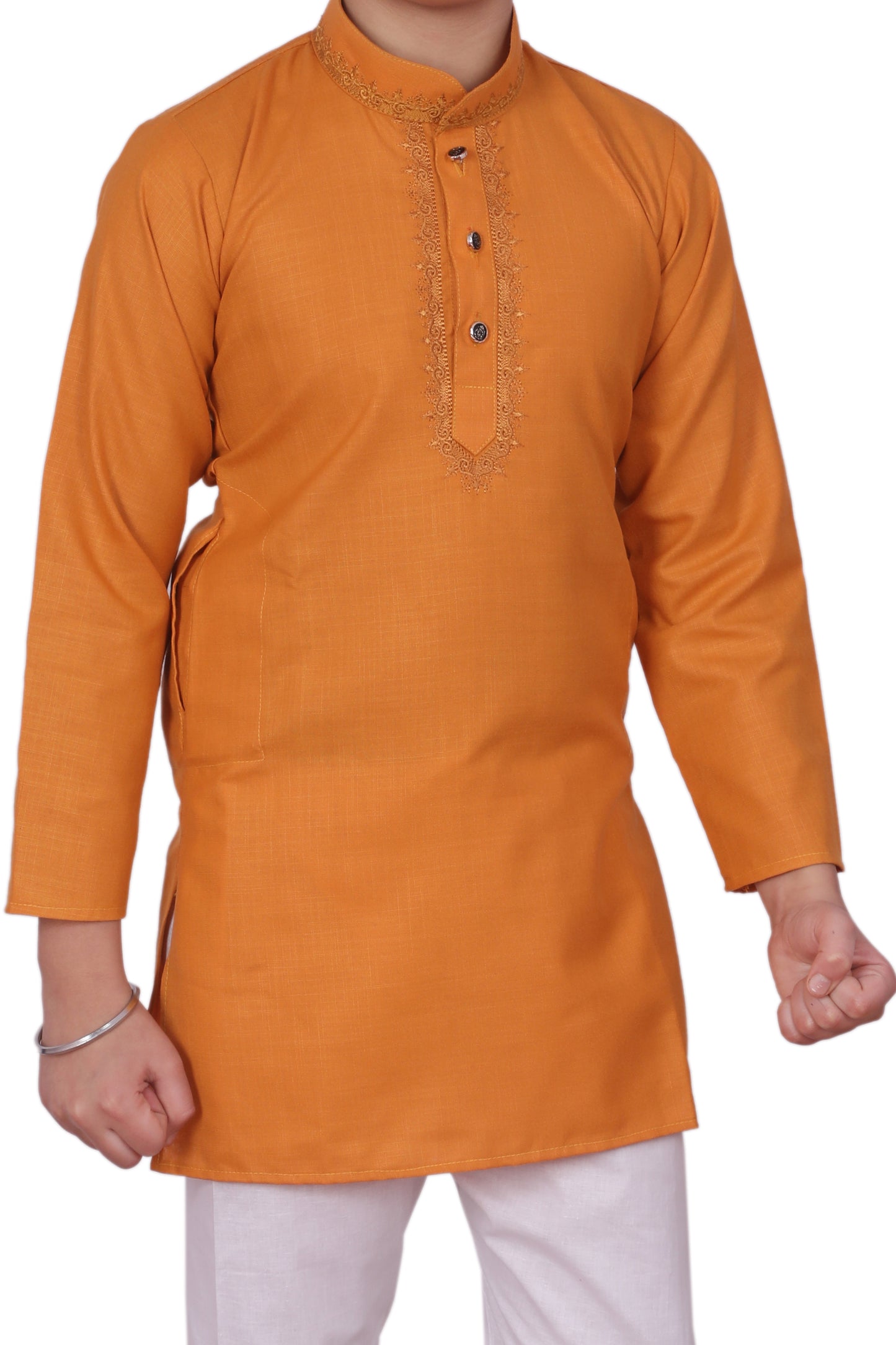 Pro-Ethic Embroidered Kurta Pajama Sets for Kids and Boys Mustard S-116