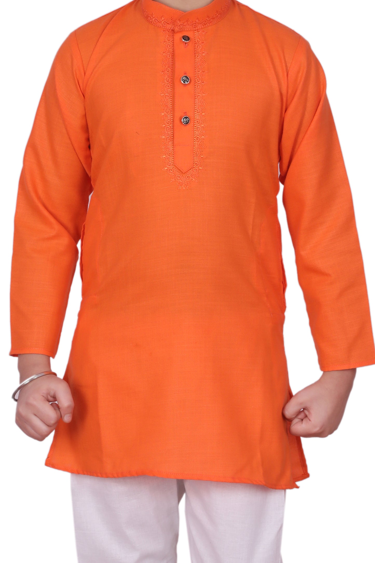 Pro-Ethic Embroidered Kurta Pajama Sets for Kids and Boys Orange S-116