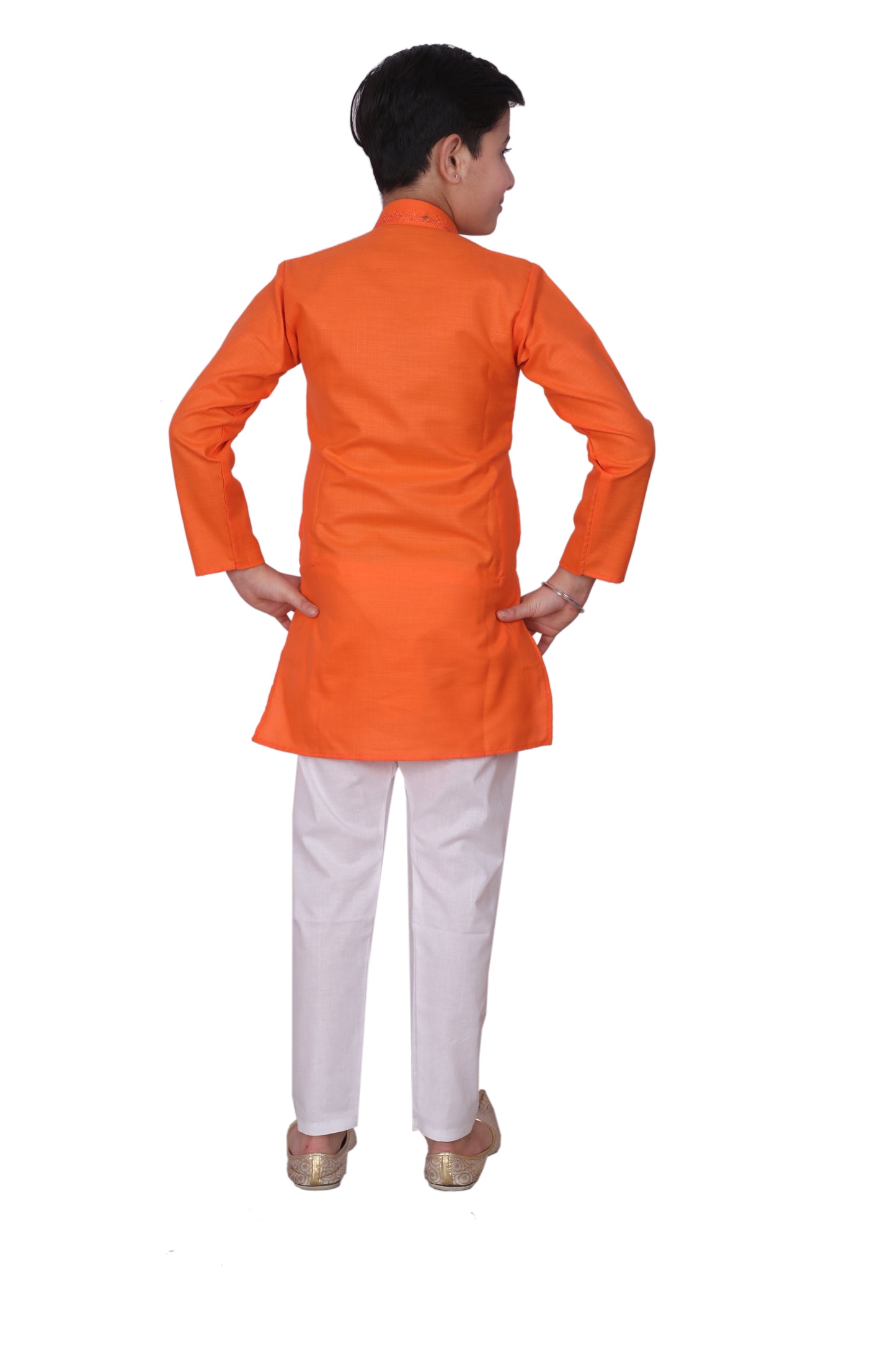 Pro-Ethic Embroidered Kurta Pajama Sets for Kids and Boys Orange S-116