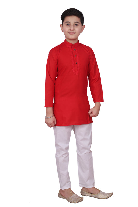 Pro-Ethic Embroidered Kurta Pajama Sets for Kids and Boys Red S-116