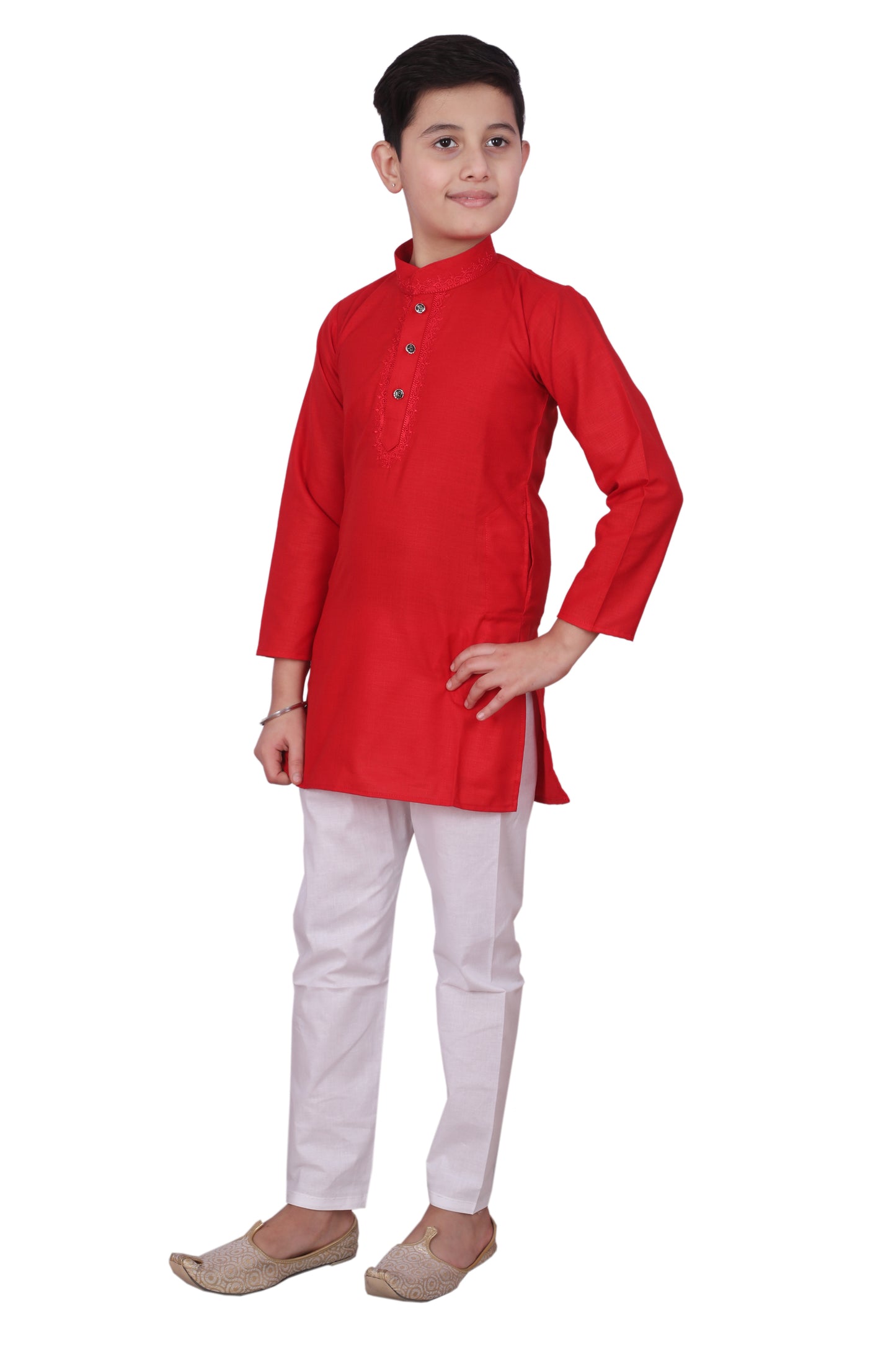 Pro-Ethic Embroidered Kurta Pajama Sets for Kids and Boys Red S-116