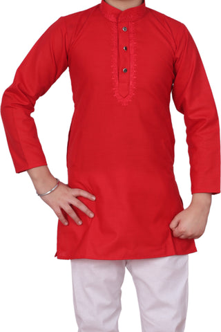 Pro-Ethic Embroidered Kurta Pajama Sets for Kids and Boys Red S-116
