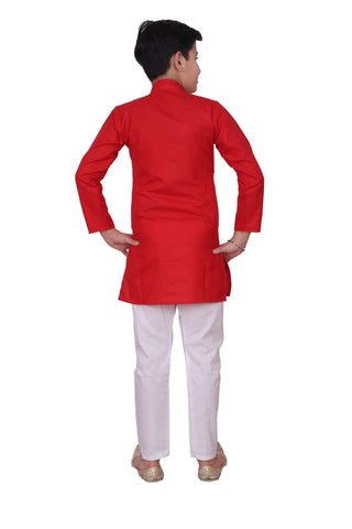 Pro-Ethic Embroidered Kurta Pajama Sets for Kids and Boys Red S-116