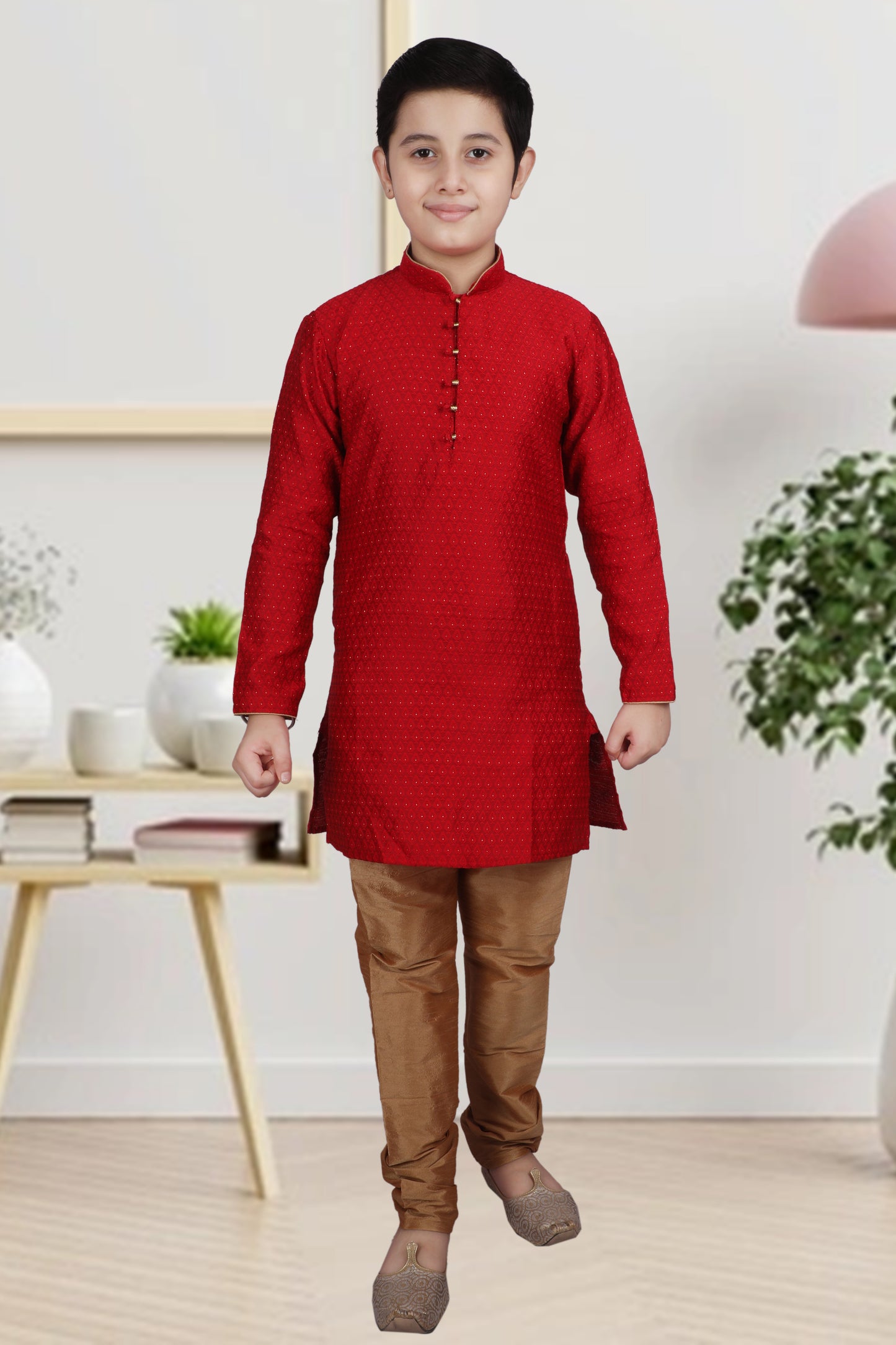 Pro Ethic Maroon Kurta Pajama For Boys - Cotton - S-129