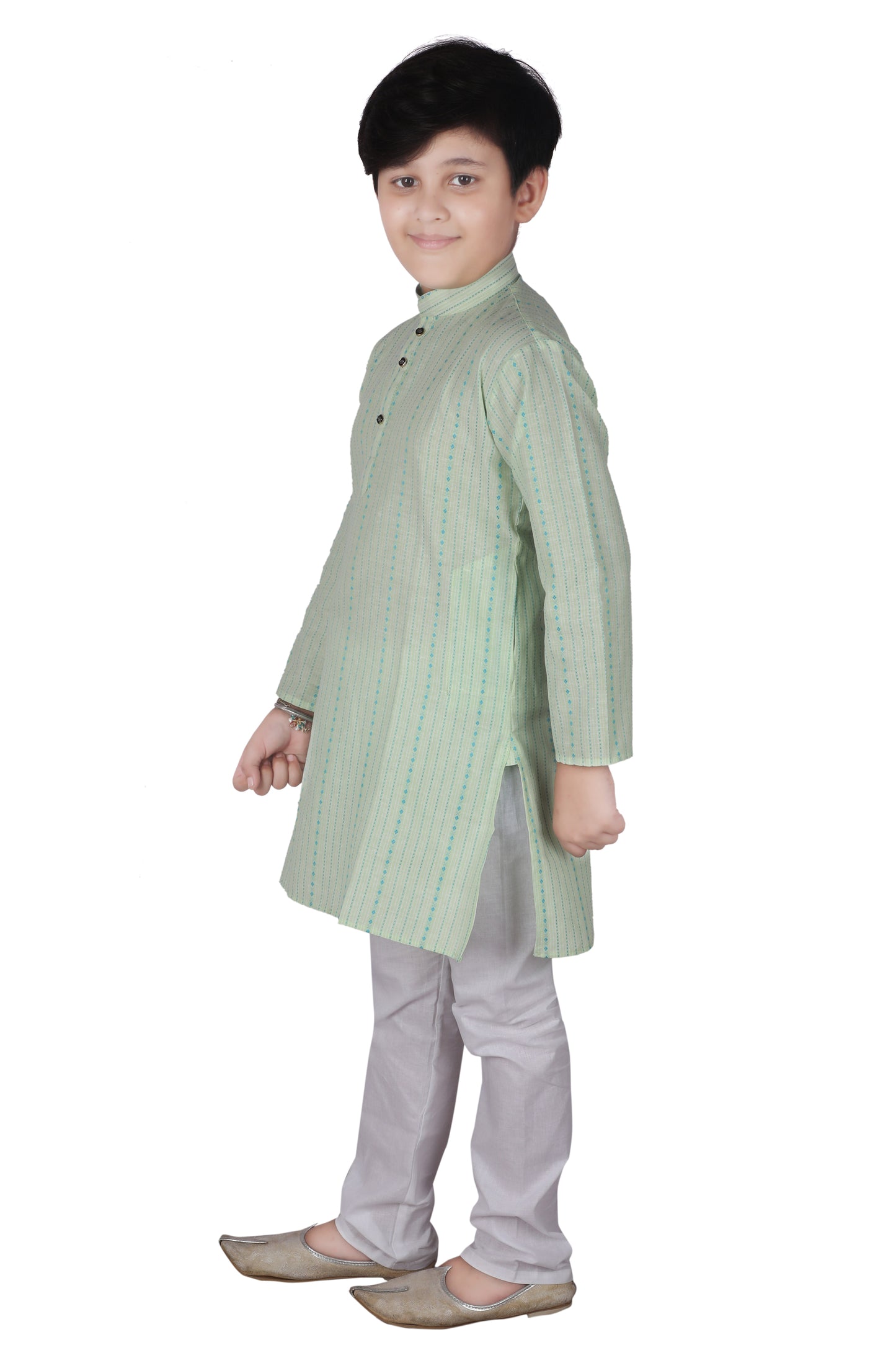 Pro Ethic Kids Boys Kurta Pajama Set Cotton Light Green s-145