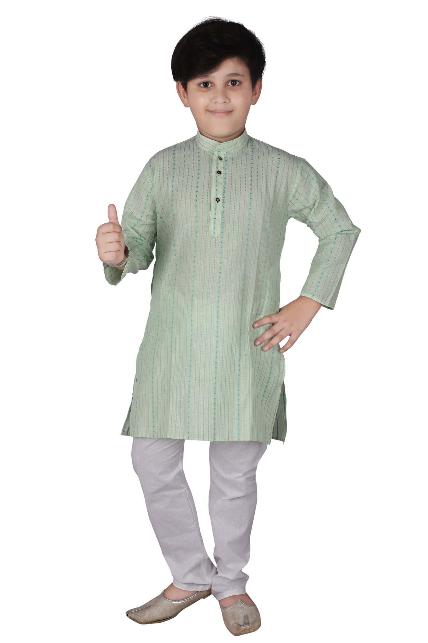 Pro Ethic Kids Boys Kurta Pajama Set Cotton Light Green s-145