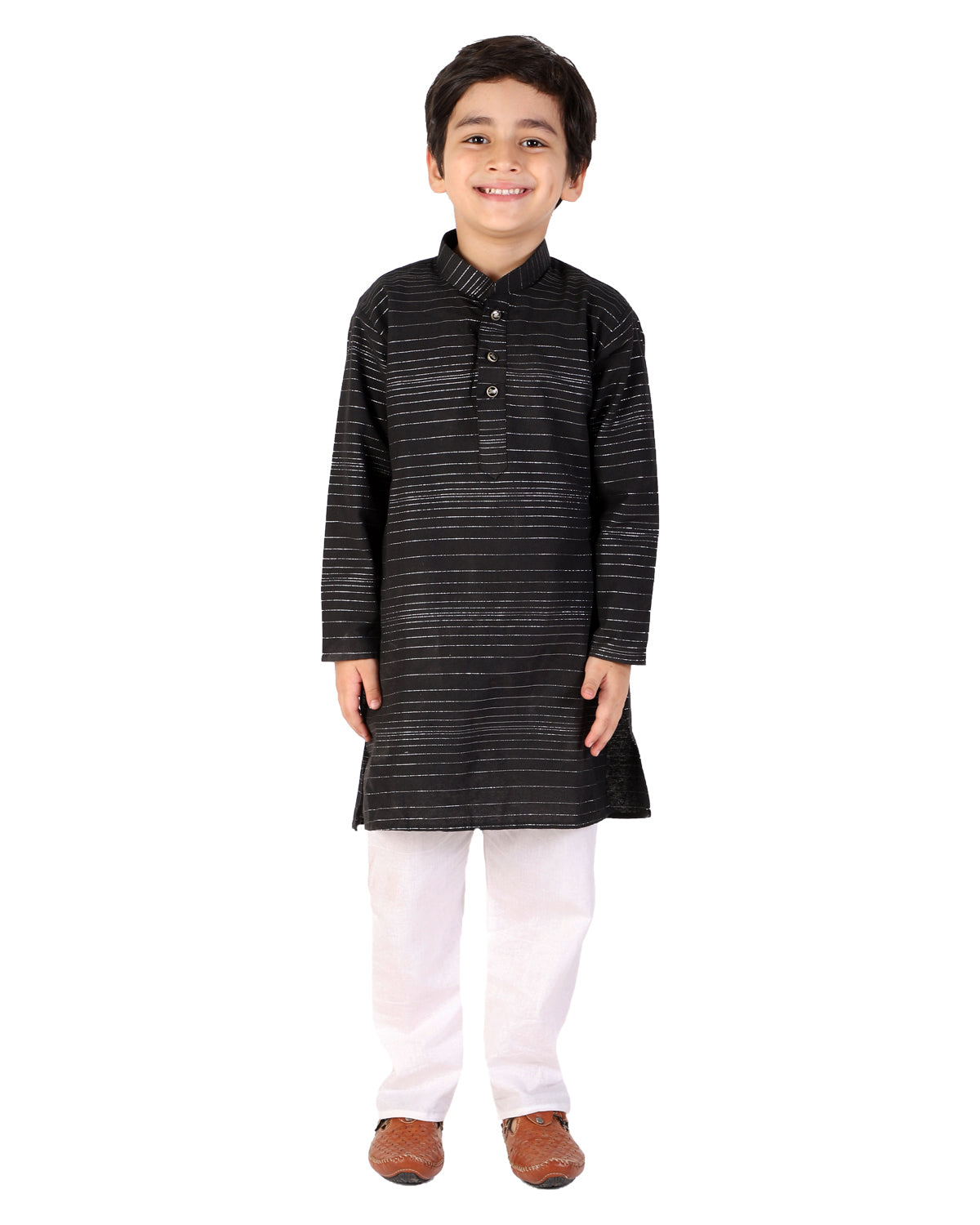 Pro Ethic Boys Black Kurta Pajama with Linen (S-157)
