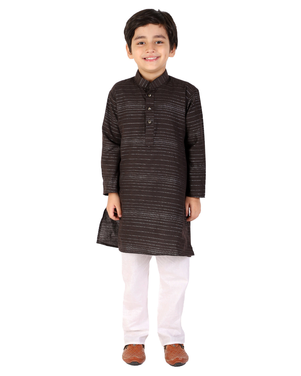 Pro Ethic Boys Brown Kurta Pajama with Linen (S-157)