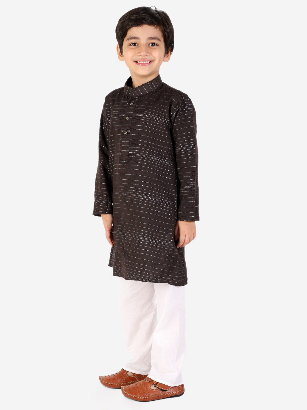 Pro Ethic Boys Brown Kurta Pajama with Linen (S-157)