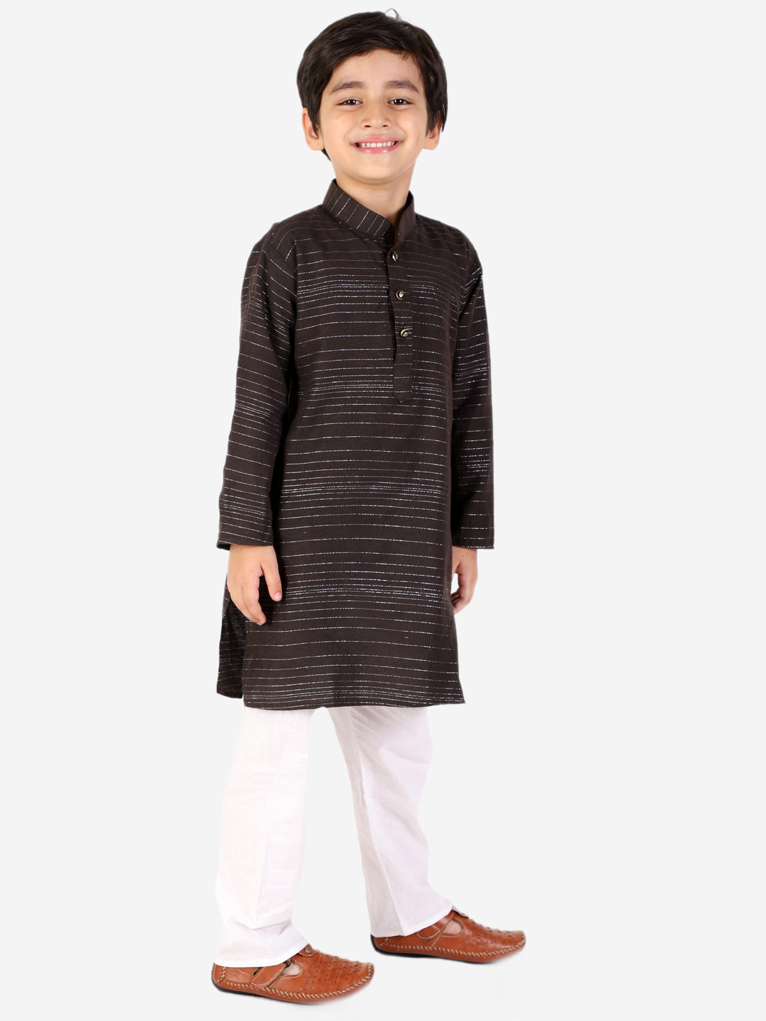 Pro Ethic Boys Brown Kurta Pajama with Linen (S-157)