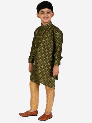 Pro Ethic Mehndi Silk Floral Boys Kurta Pajama Set (S-159)