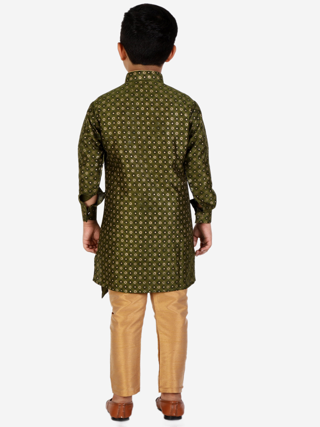 Pro Ethic Mehndi Silk Floral Boys Kurta Pajama Set (S-159)