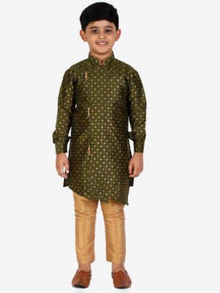 Pro Ethic Mehndi Silk Floral Boys Kurta Pajama Set (S-159)