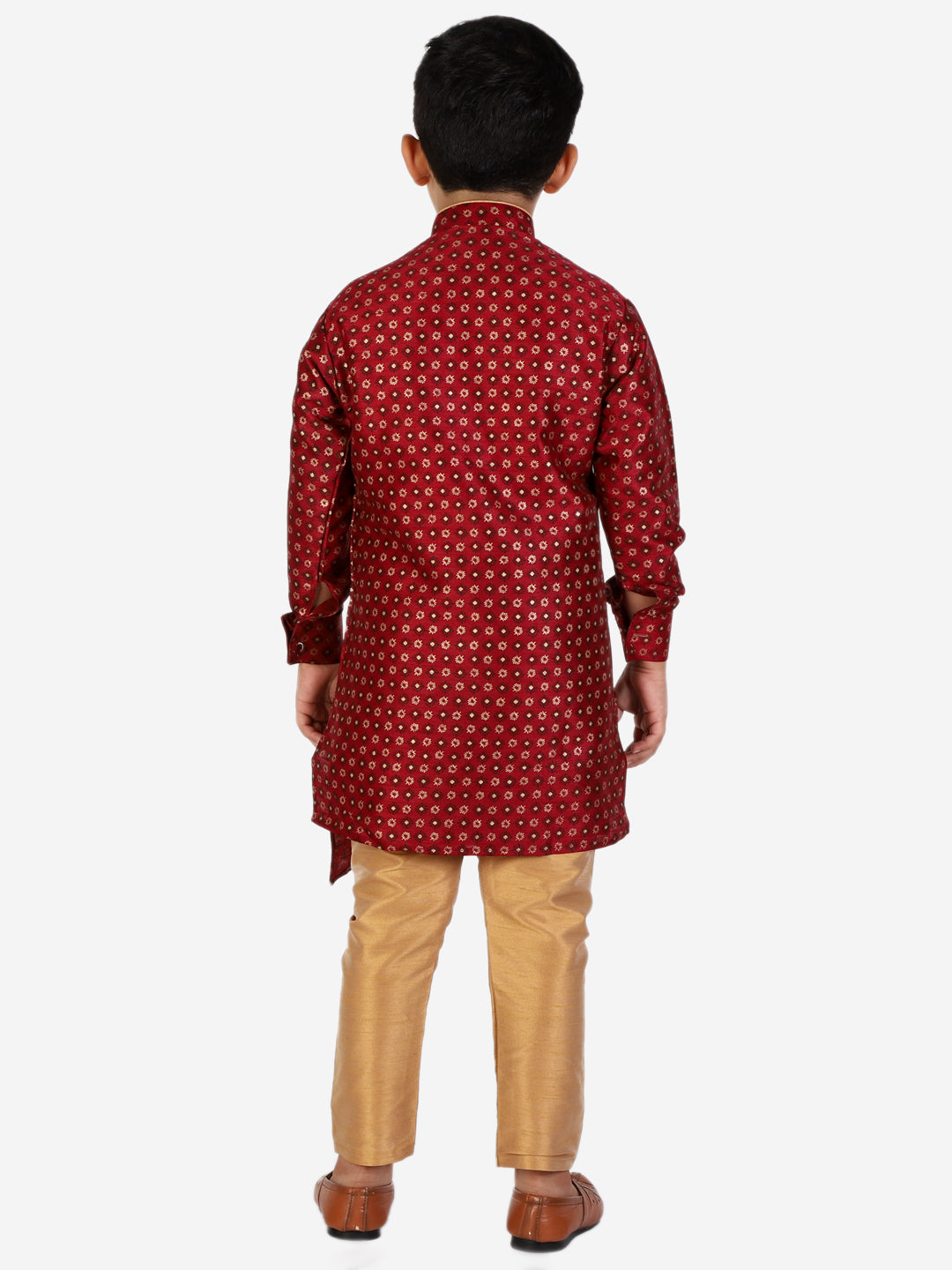 Pro Ethic Maroon Silk Floral Boys Kurta Pajama Set (S-159)