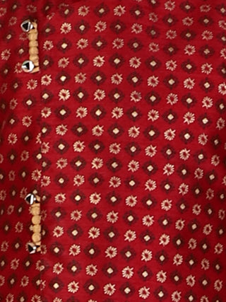 Pro Ethic Maroon Silk Floral Boys Kurta Pajama Set (S-159)
