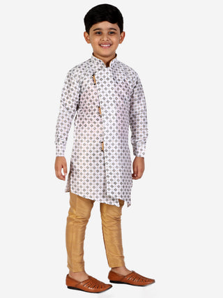Pro Ethic Grey Silk Floral Boys Kurta Pajama Set (S-159)