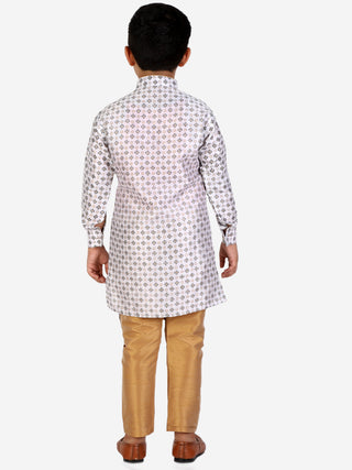 Pro Ethic Grey Silk Floral Boys Kurta Pajama Set (S-159)
