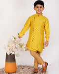 Pro Ethic Yellow Silk Floral Boys Kurta Pajama Set (S-159)