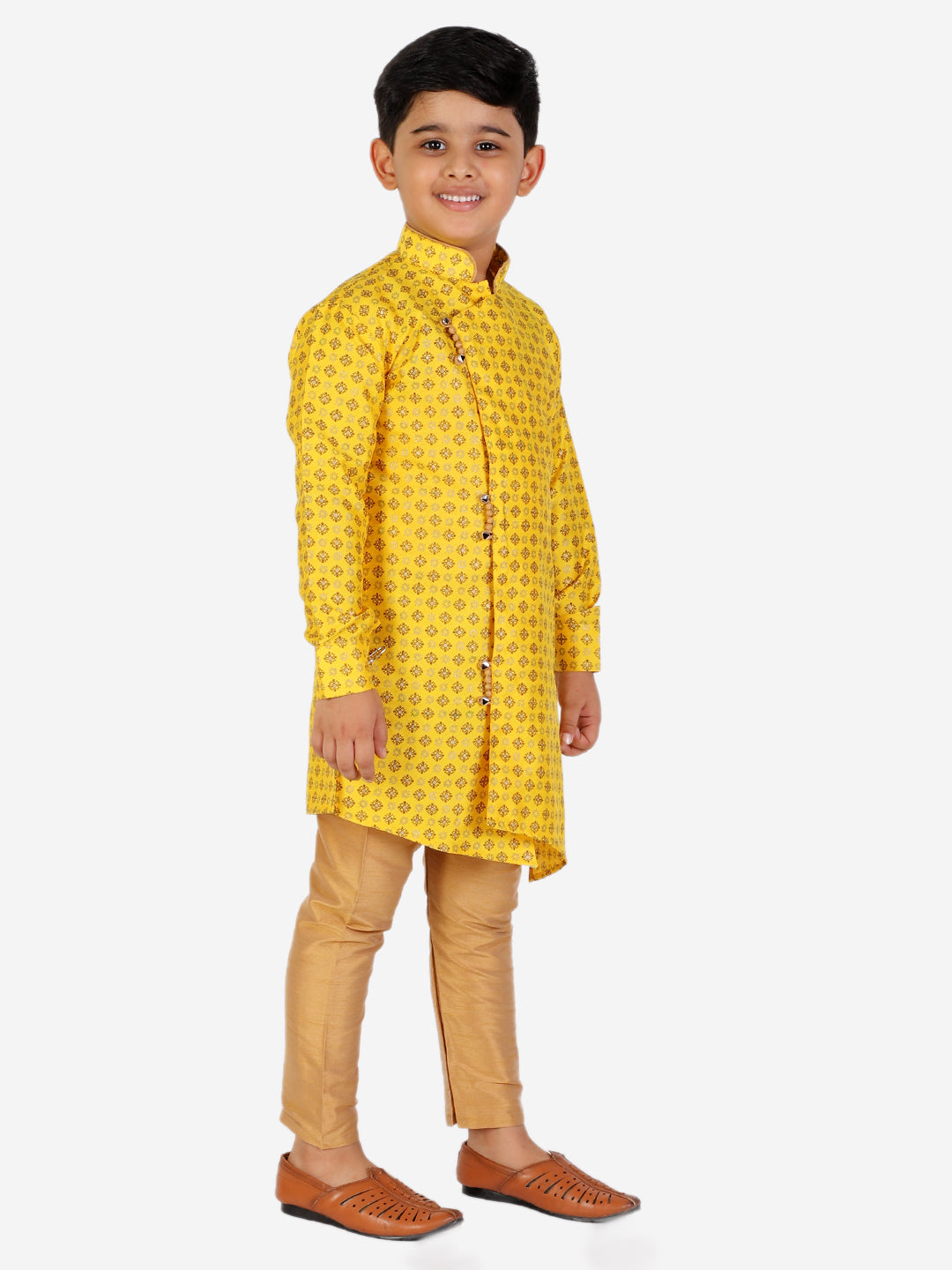 Pro Ethic Yellow Silk Floral Boys Kurta Pajama Set (S-159)