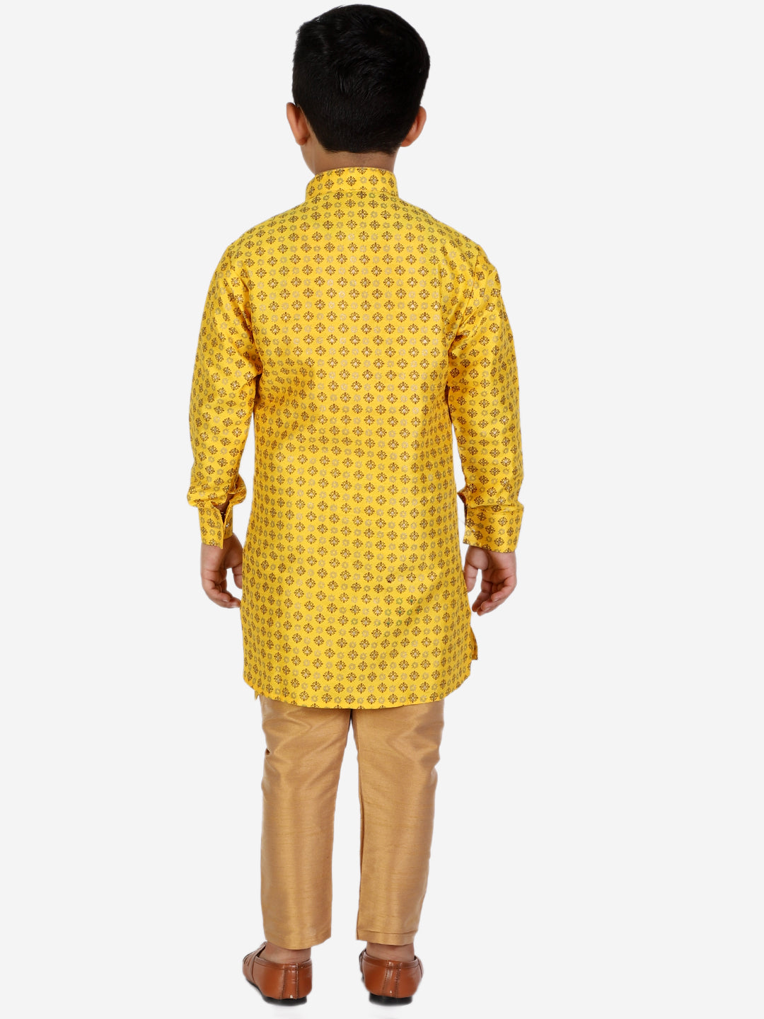 Pro Ethic Yellow Silk Floral Boys Kurta Pajama Set (S-159)