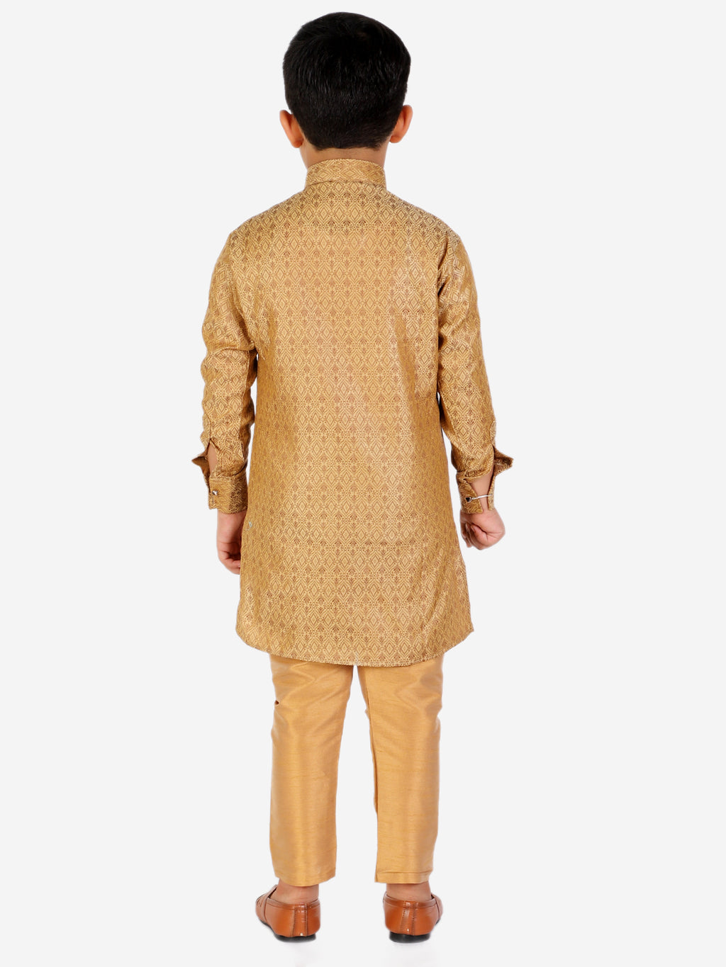 Pro Ethic  Boy's Silk Embellished Style Beige Kurta Pajama Set (160)