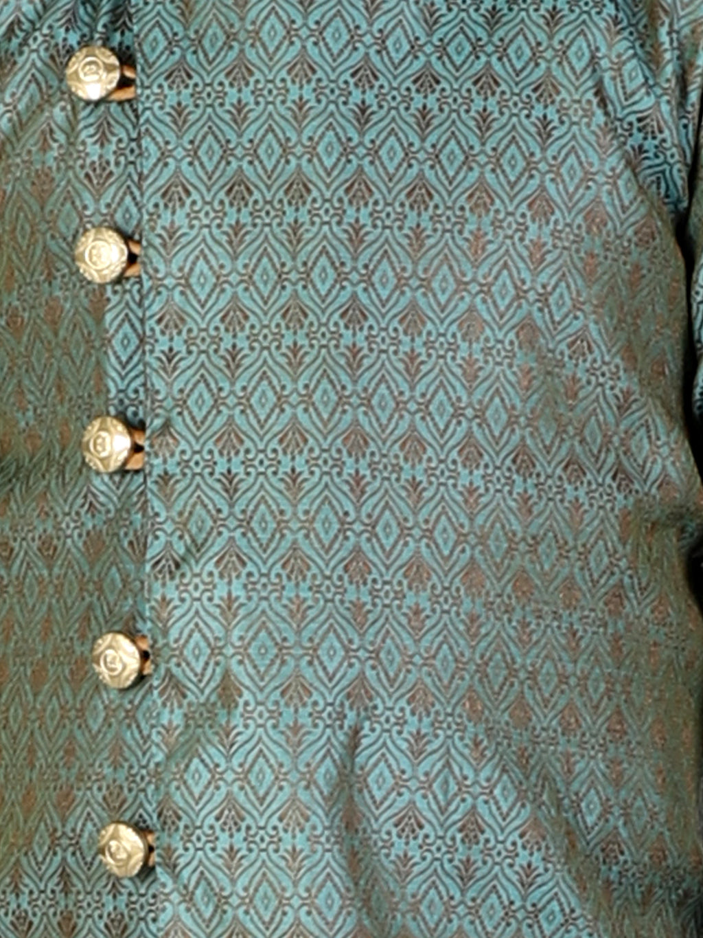 Pro Ethic Boy's Silk Embellished Style Dark Green Kurta Pajama Set (160)