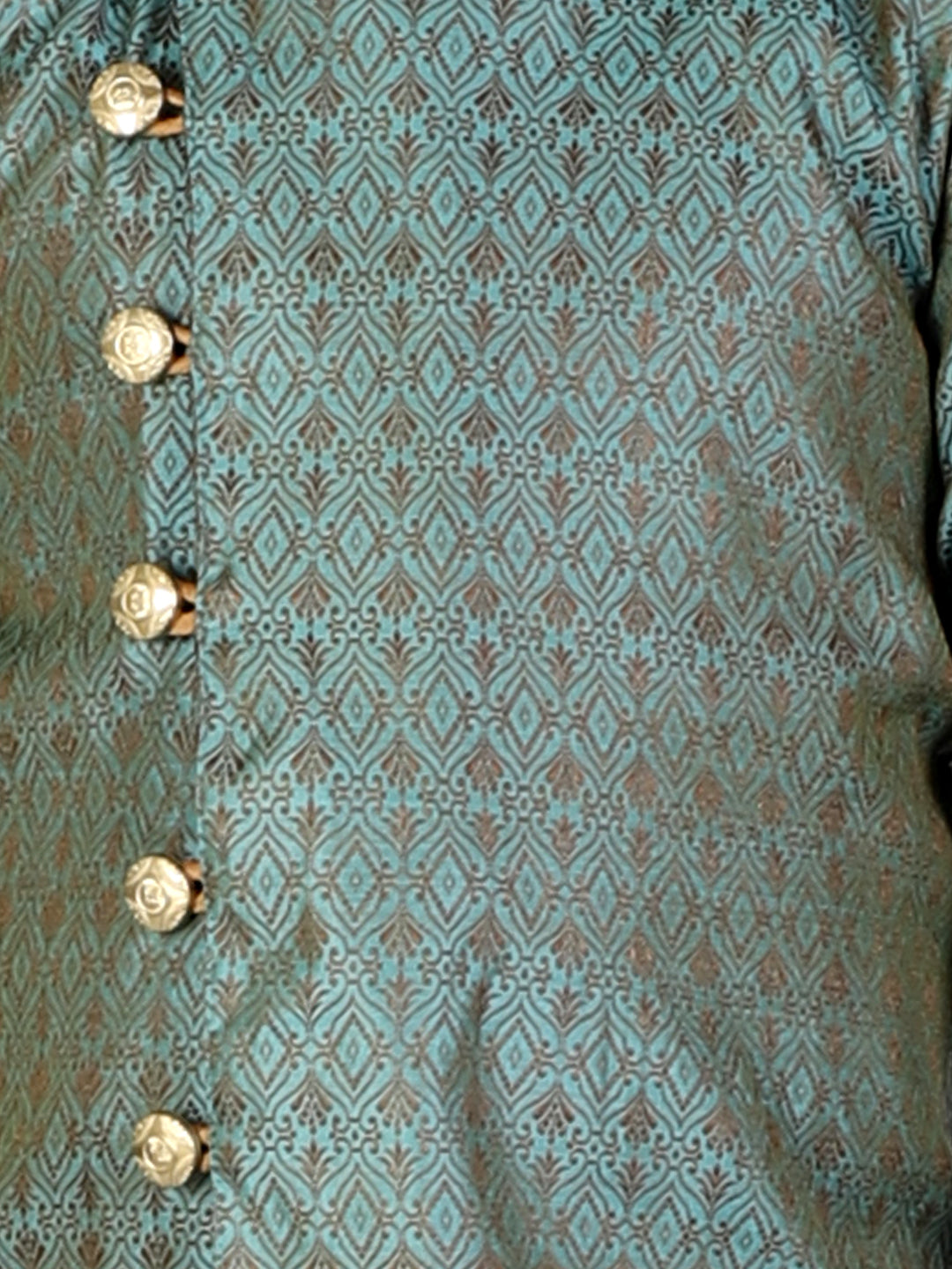 Pro Ethic Boy's Silk Embellished Style Dark Green Kurta Pajama Set (160)