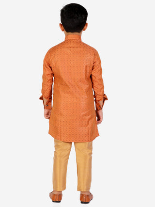 Pro Ethic Boy's Silk Embellished Style Orange Kurta Pajama Set (160)