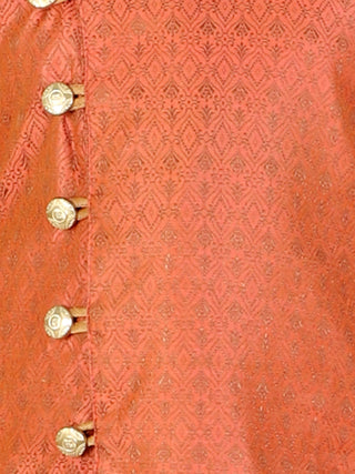 Pro Ethic Boy's Silk Embellished Style Rust Kurta Pajama Set (160)