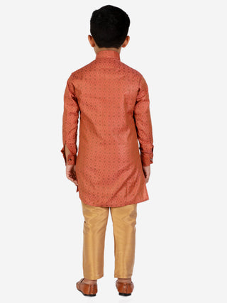 Pro Ethic Boy's Silk Embellished Style Rust Kurta Pajama Set (160)