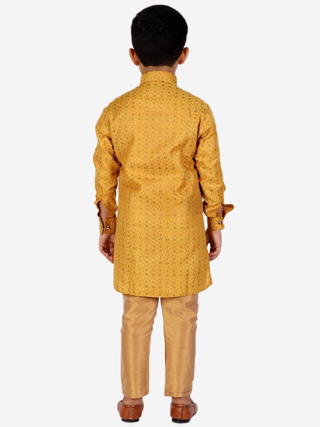 Pro Ethic Boy's Silk Embellished Style Yellow Kurta Pajama Set (160)