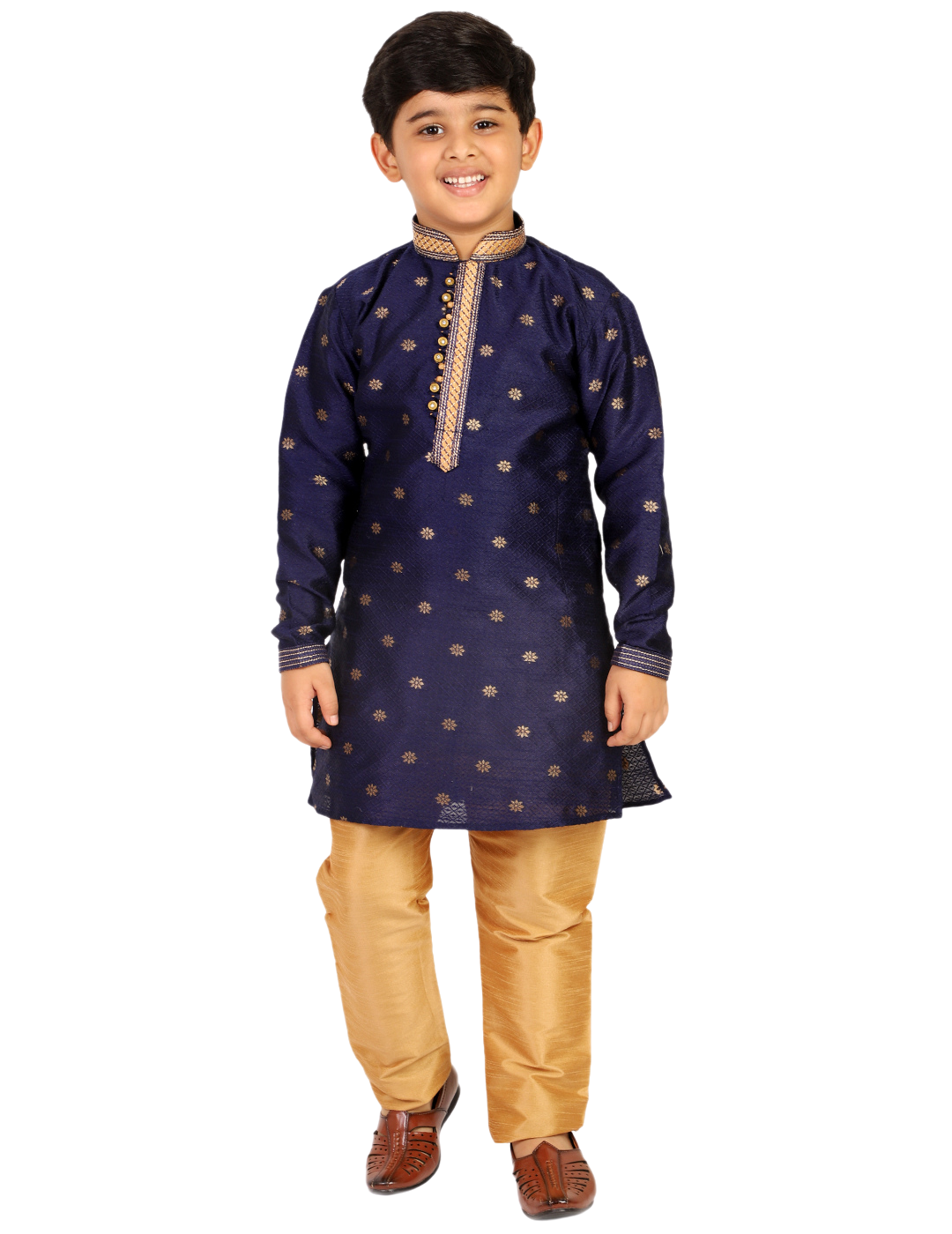 Pro Ethic Boys Kurta Pajama Set Silk Self Design Navy Blue (S-174)