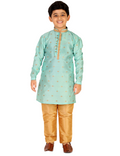 Pro Ethic Boys Kurta Pajama Set Silk Self Design Light Green (S-174)