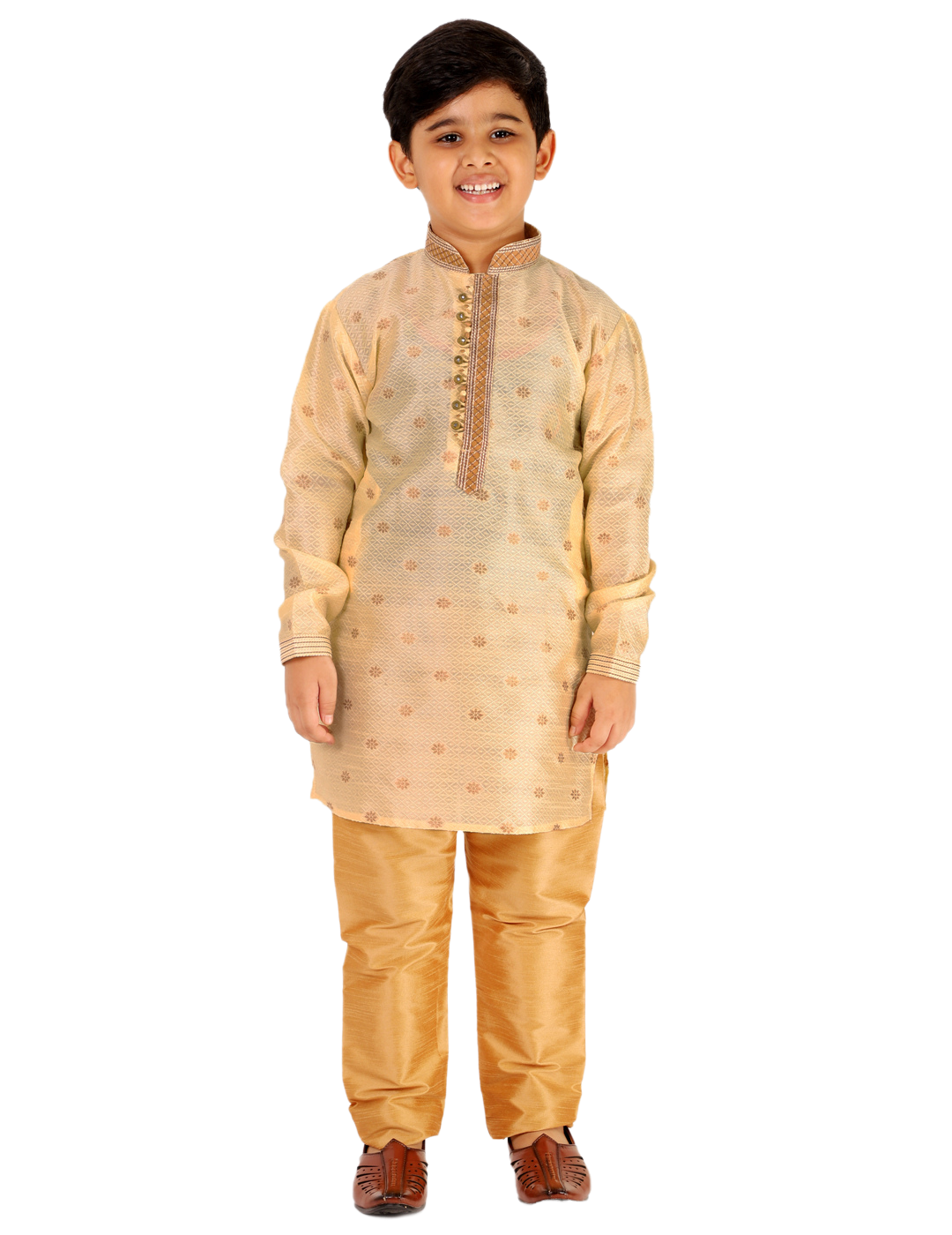 Pro Ethic Boys Kurta Pajama Set Silk Self Design Gold (S-174)