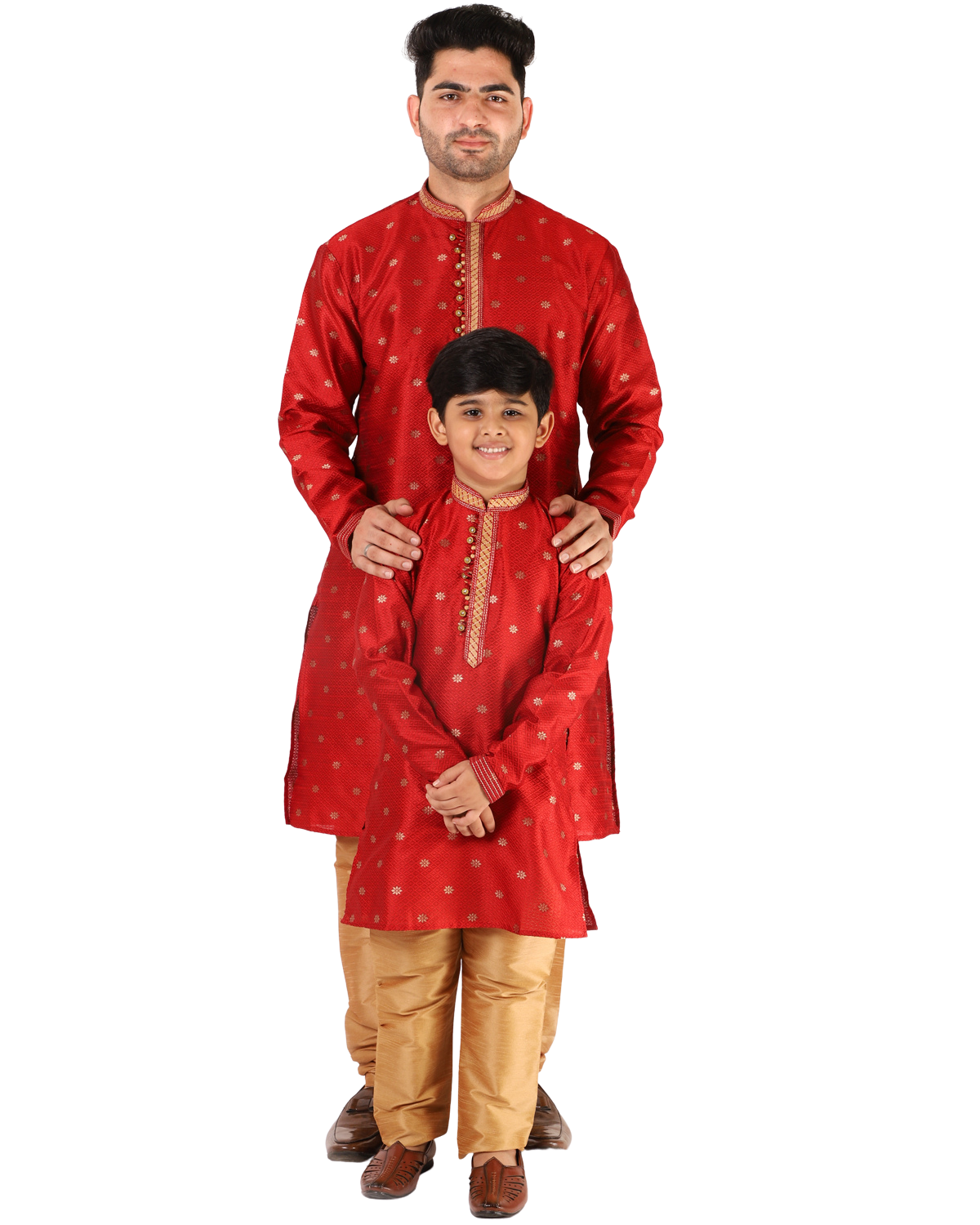 Father Son Kurta Pajama Same Dress Ethnic Wear Red