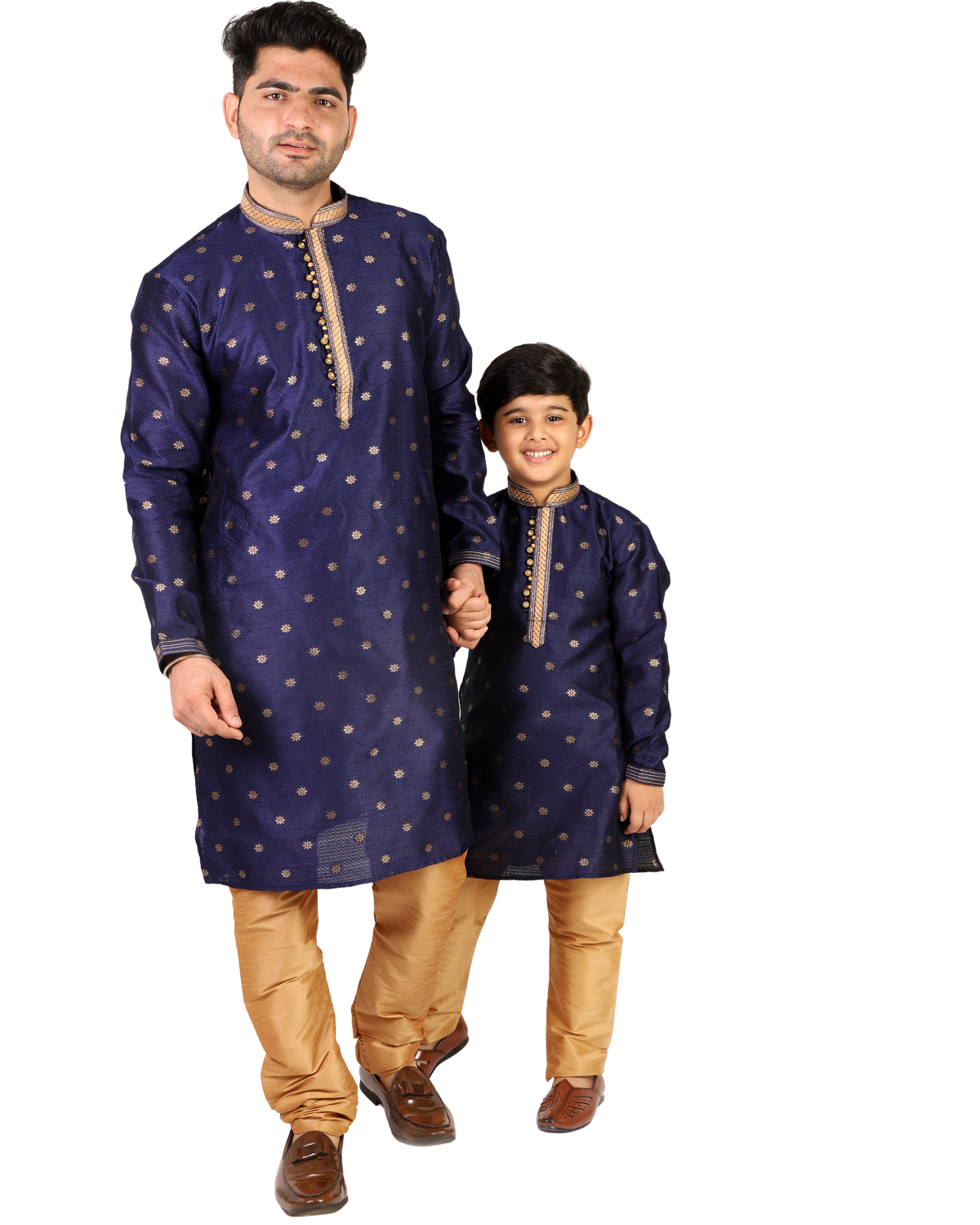 Father Son Kurta Pajama Same Dress Ethnic Wear Navy Blue