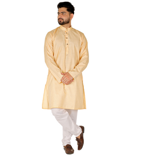 Pro Ethic Men's Kurta pajama set - Printed | Cotton | Orange | (A-112)