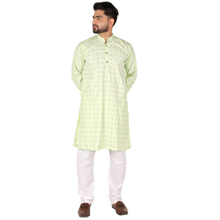 Pro Ethic Men's Kurta pajama set - Printed | Cotton | Green | (A-114)